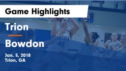 Trion  vs Bowdon  Game Highlights - Jan. 5, 2018