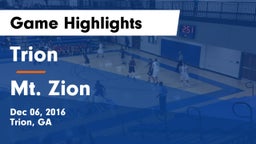 Trion  vs Mt. Zion  Game Highlights - Dec 06, 2016