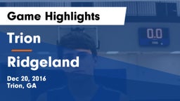 Trion  vs Ridgeland  Game Highlights - Dec 20, 2016