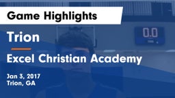 Trion  vs Excel Christian Academy  Game Highlights - Jan 3, 2017