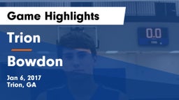 Trion  vs Bowdon  Game Highlights - Jan 6, 2017