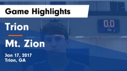 Trion  vs Mt. Zion  Game Highlights - Jan 17, 2017