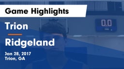 Trion  vs Ridgeland  Game Highlights - Jan 28, 2017