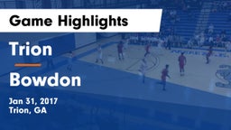 Trion  vs Bowdon  Game Highlights - Jan 31, 2017