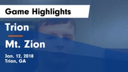 Trion  vs Mt. Zion  Game Highlights - Jan. 12, 2018