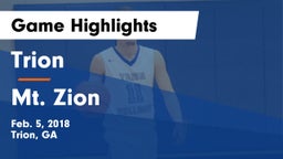 Trion  vs Mt. Zion  Game Highlights - Feb. 5, 2018