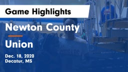 Newton County  vs Union  Game Highlights - Dec. 18, 2020