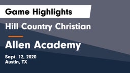 Hill Country Christian  vs Allen Academy Game Highlights - Sept. 12, 2020
