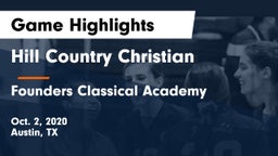 Hill Country Christian  vs Founders Classical Academy Game Highlights - Oct. 2, 2020