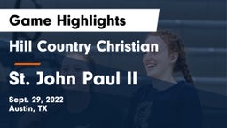Hill Country Christian  vs St. John Paul II  Game Highlights - Sept. 29, 2022
