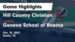 Hill Country Christian  vs Geneva School of Boerne Game Highlights - Oct. 10, 2023