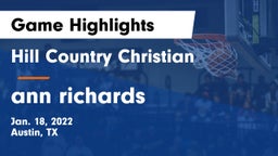 Hill Country Christian  vs ann richards Game Highlights - Jan. 18, 2022