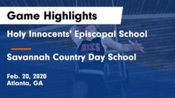 Holy Innocents' Episcopal School vs Savannah Country Day School Game Highlights - Feb. 20, 2020