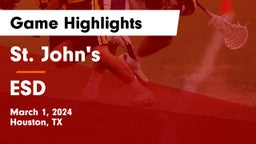 St. John's  vs ESD Game Highlights - March 1, 2024