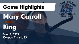 Mary Carroll  vs King  Game Highlights - Jan. 7, 2022