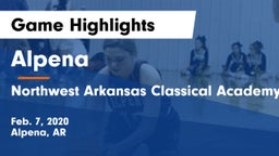 Alpena  vs Northwest Arkansas Classical Academy Game Highlights - Feb. 7, 2020