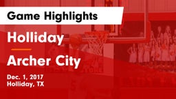 Holliday  vs Archer City  Game Highlights - Dec. 1, 2017