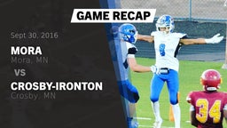 Recap: Mora  vs. Crosby-Ironton  2016