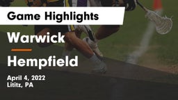 Warwick  vs Hempfield  Game Highlights - April 4, 2022