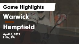 Warwick  vs Hempfield  Game Highlights - April 6, 2021