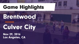 Brentwood  vs Culver City  Game Highlights - Nov 29, 2016