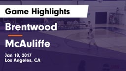 Brentwood  vs McAuliffe Game Highlights - Jan 18, 2017