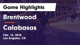 Brentwood  vs Calabasas Game Highlights - Feb. 16, 2018
