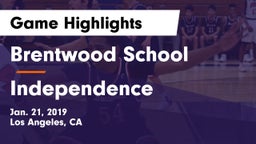 Brentwood School vs Independence  Game Highlights - Jan. 21, 2019