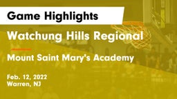 Watchung Hills Regional  vs Mount Saint Mary's Academy Game Highlights - Feb. 12, 2022