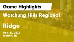 Watchung Hills Regional  vs Ridge  Game Highlights - Dec. 20, 2022