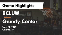 BCLUW  vs Grundy Center  Game Highlights - Jan. 24, 2020