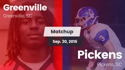 Matchup: Greenville High vs. Pickens  2016