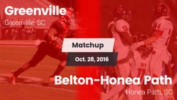 Matchup: Greenville High vs. Belton-Honea Path  2016