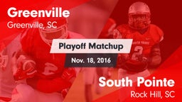 Matchup: Greenville High vs. South Pointe  2016