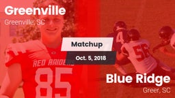 Matchup: Greenville High vs. Blue Ridge  2018