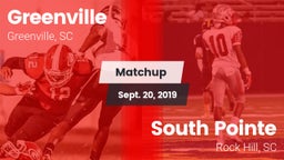Matchup: Greenville High vs. South Pointe  2019