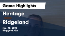Heritage  vs Ridgeland  Game Highlights - Jan. 18, 2022