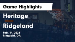 Heritage  vs Ridgeland  Game Highlights - Feb. 14, 2022
