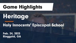 Heritage  vs Holy Innocents' Episcopal School Game Highlights - Feb. 24, 2023