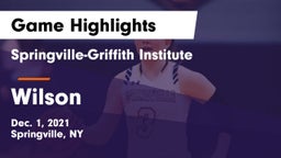 Springville-Griffith Institute  vs Wilson  Game Highlights - Dec. 1, 2021
