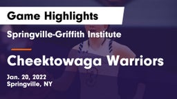 Springville-Griffith Institute  vs Cheektowaga Warriors Game Highlights - Jan. 20, 2022