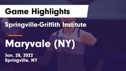 Springville-Griffith Institute  vs Maryvale  (NY) Game Highlights - Jan. 28, 2022