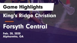 King's Ridge Christian  vs Forsyth Central  Game Highlights - Feb. 28, 2020