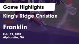 King's Ridge Christian  vs Franklin  Game Highlights - Feb. 29, 2020