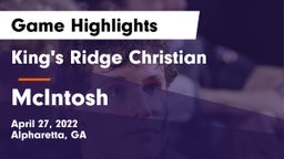 King's Ridge Christian  vs McIntosh  Game Highlights - April 27, 2022