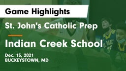 St. John's Catholic Prep  vs Indian Creek School Game Highlights - Dec. 15, 2021