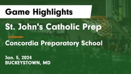 St. John's Catholic Prep  vs Concordia Preparatory School Game Highlights - Jan. 5, 2024