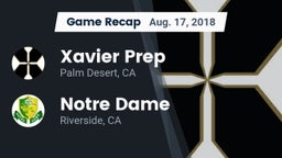 Recap: Xavier Prep  vs. Notre Dame  2018