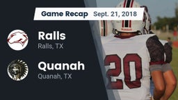 Recap: Ralls  vs. Quanah  2018