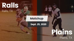 Matchup: Ralls  vs. Plains  2020